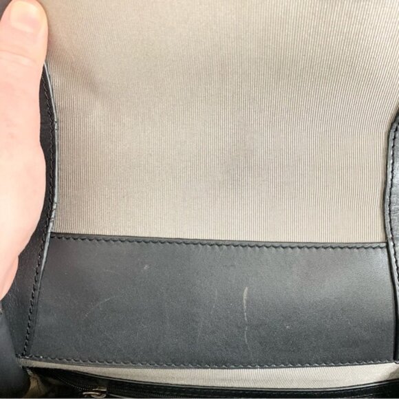 Zac Posen Eartha Bag Colorblock Leather Satchel Top Handle Black Grey - Picture 13 of 16